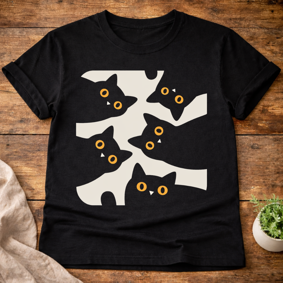 Curious Black Cats T-Shirt
