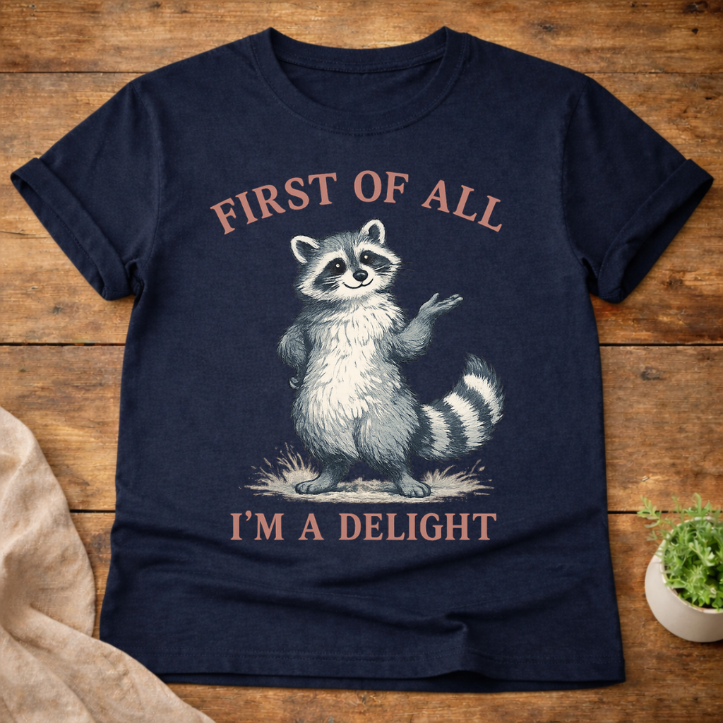 First of All I'm A Delight Raccon T-Shirt