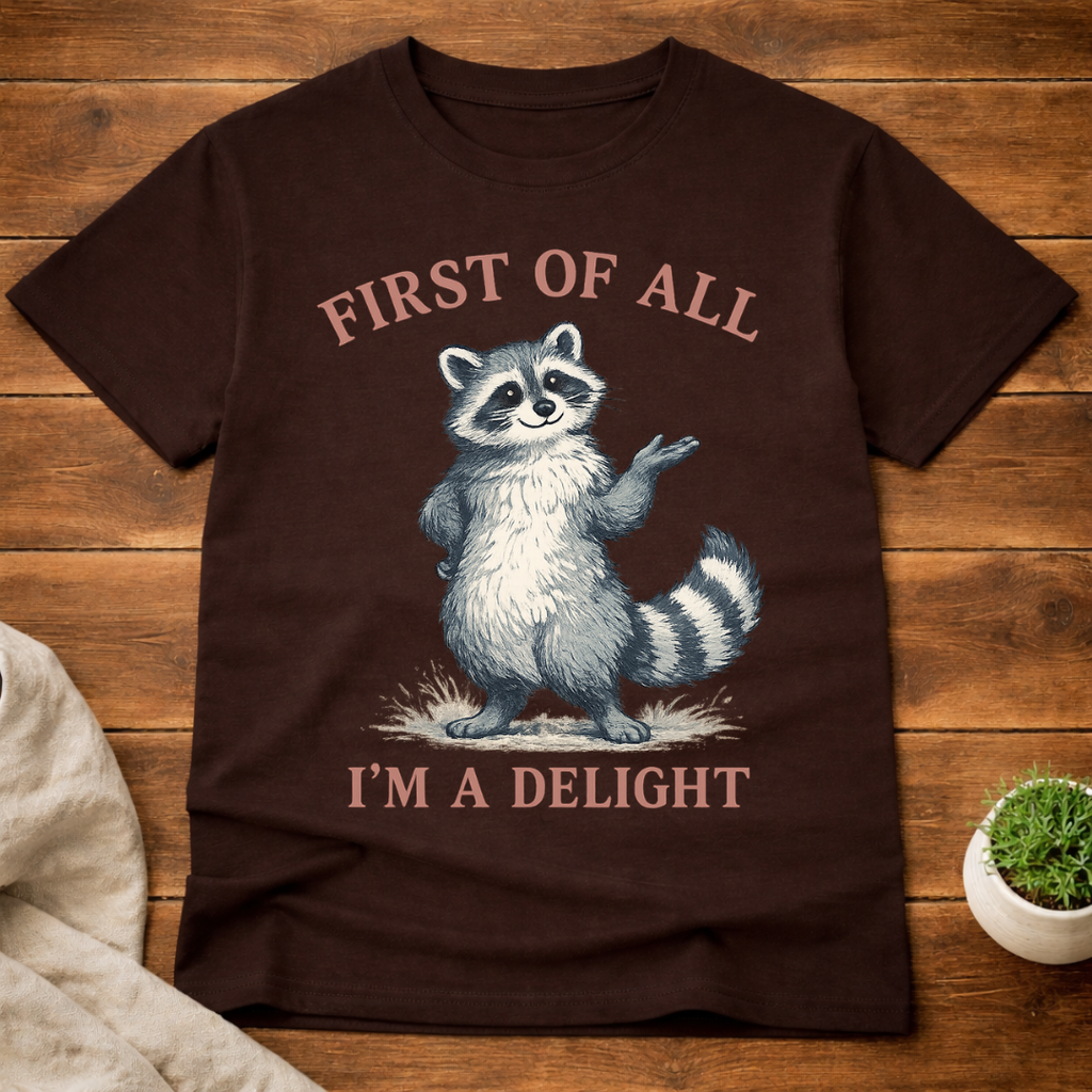 First of All I'm A Delight Raccon T-Shirt