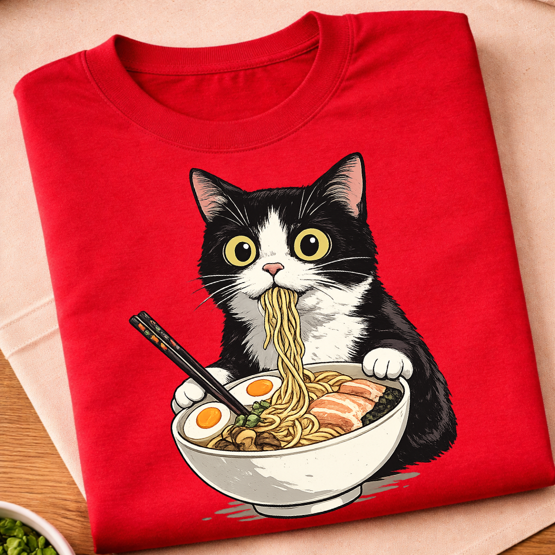 Cat Eating Ramen T-Shirt