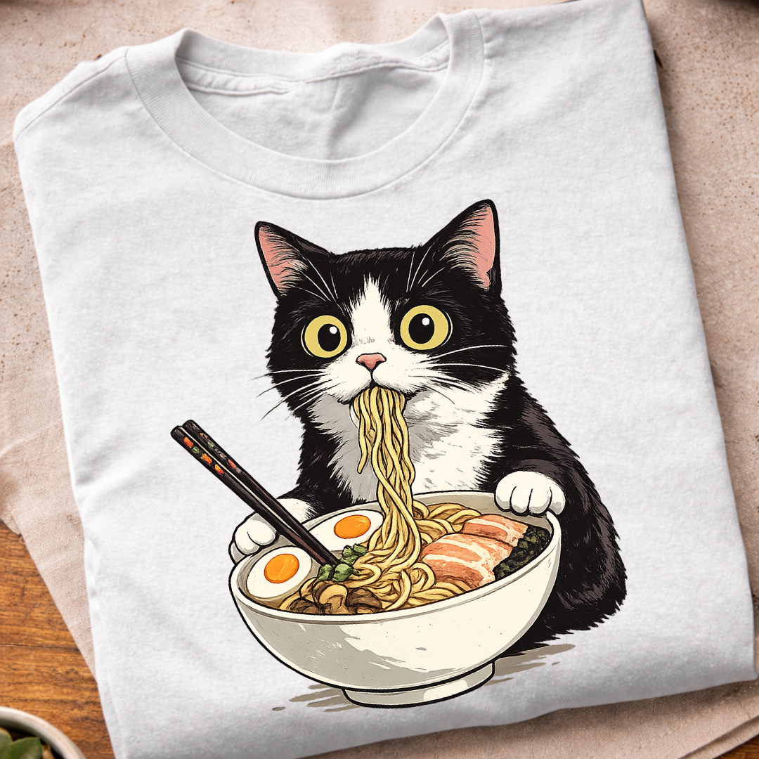 Cat Eating Ramen T-Shirt