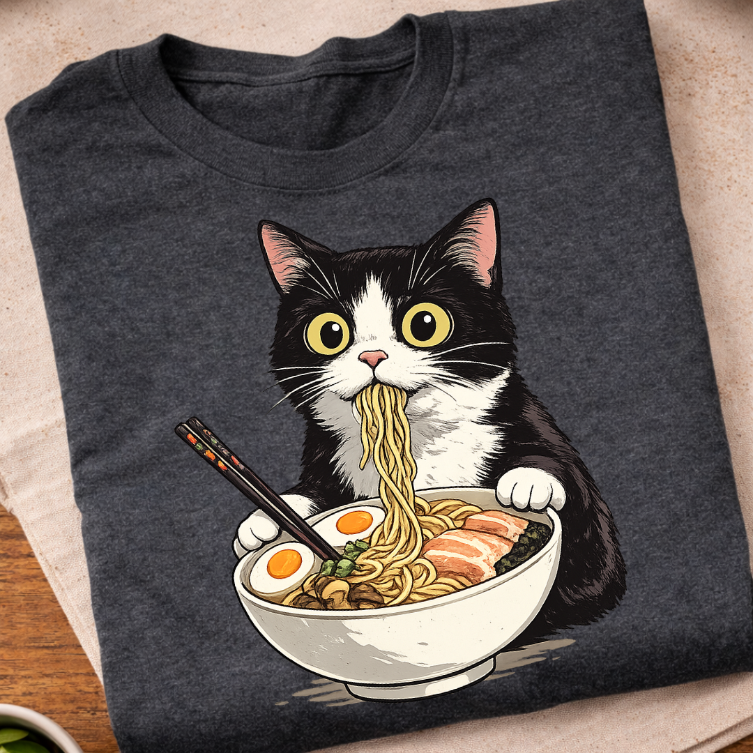 Cat Eating Ramen T-Shirt