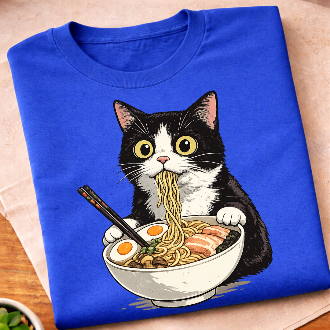 Cat Eating Ramen T-Shirt