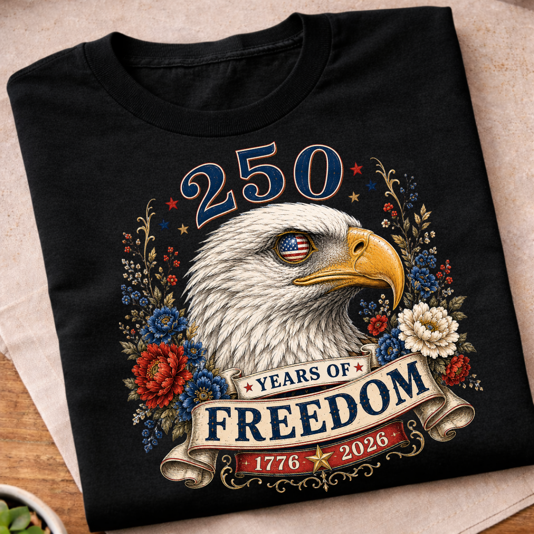 Floral 250 Years of Freedoom  T-Shirt