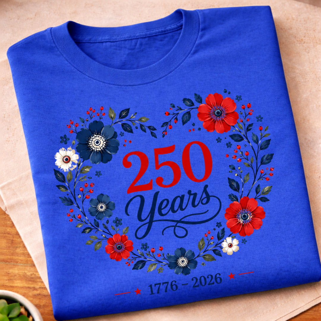 Floral 250 Years Heart T-Shirt