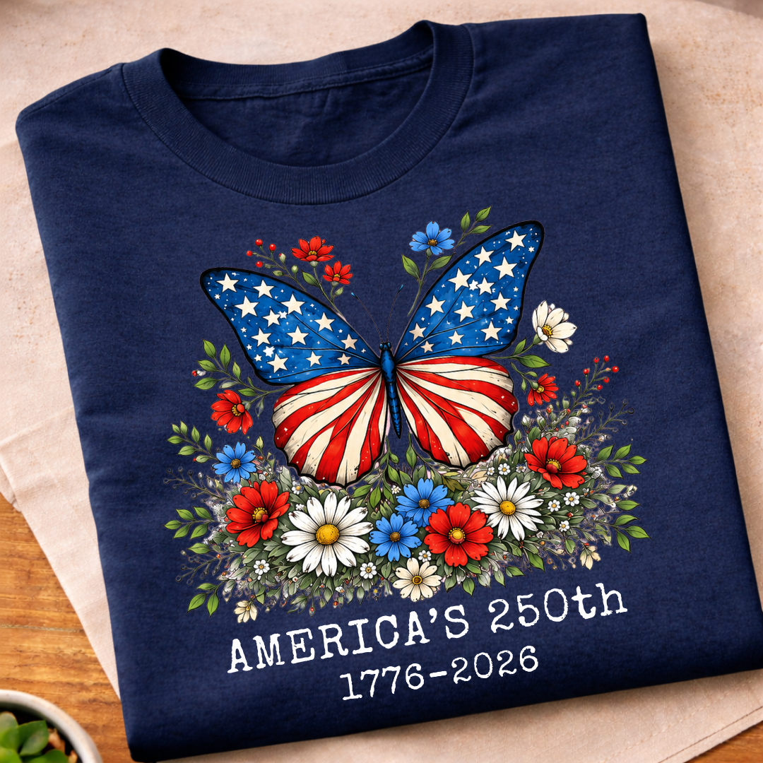 Floral America's 250th Butterfly T-Shirt