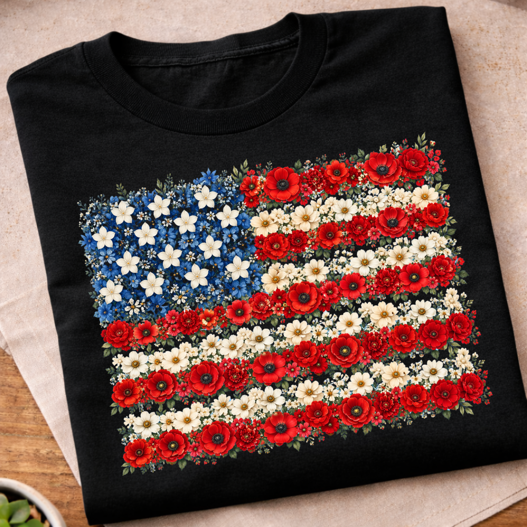 Floral USA Flag 250 Years T-Shirt