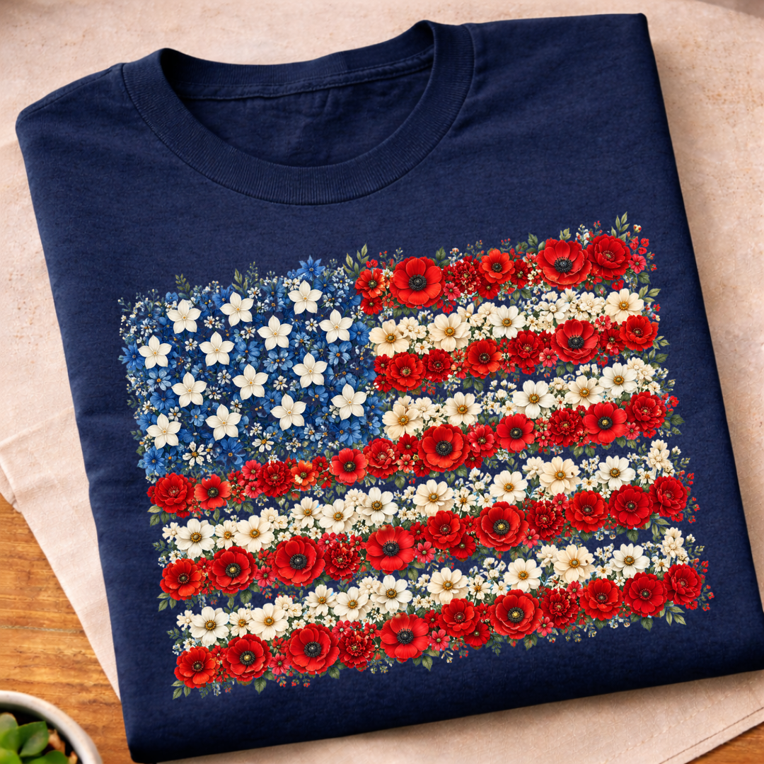 Floral USA Flag 250 Years T-Shirt