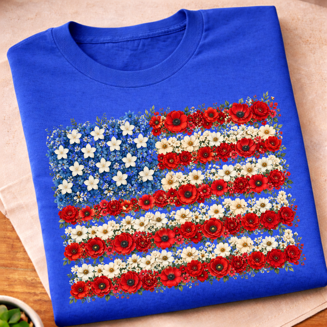 Floral USA Flag 250 Years T-Shirt