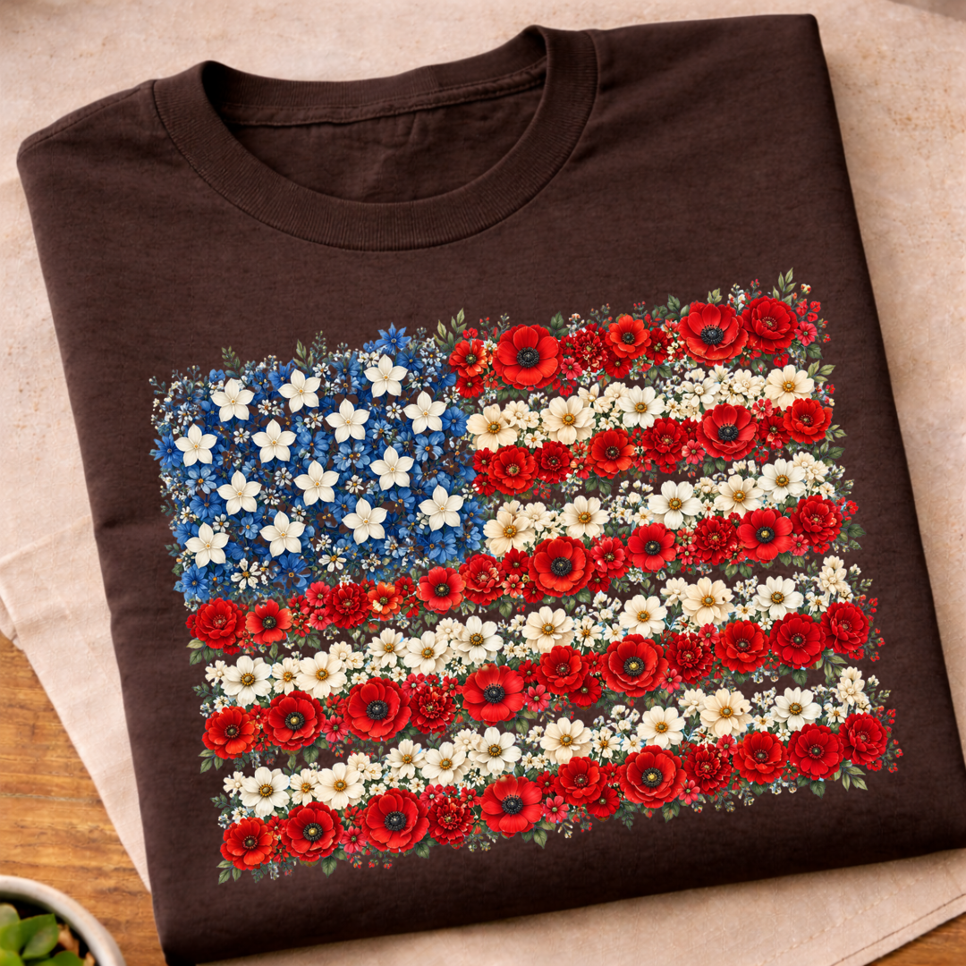 Floral USA Flag 250 Years T-Shirt