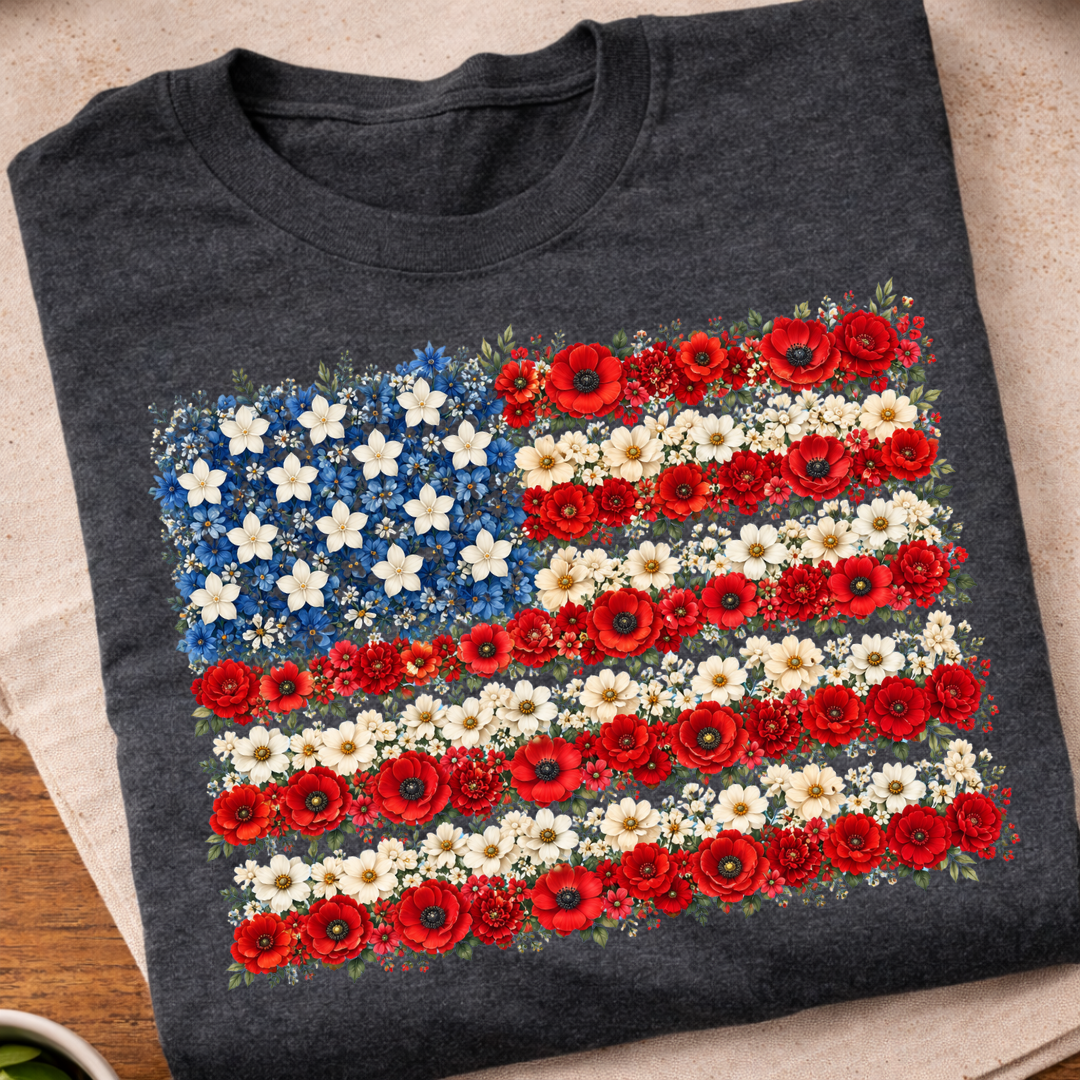 Floral USA Flag 250 Years T-Shirt
