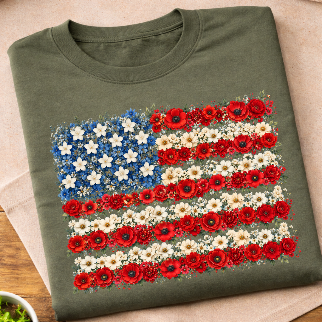 Floral USA Flag 250 Years T-Shirt
