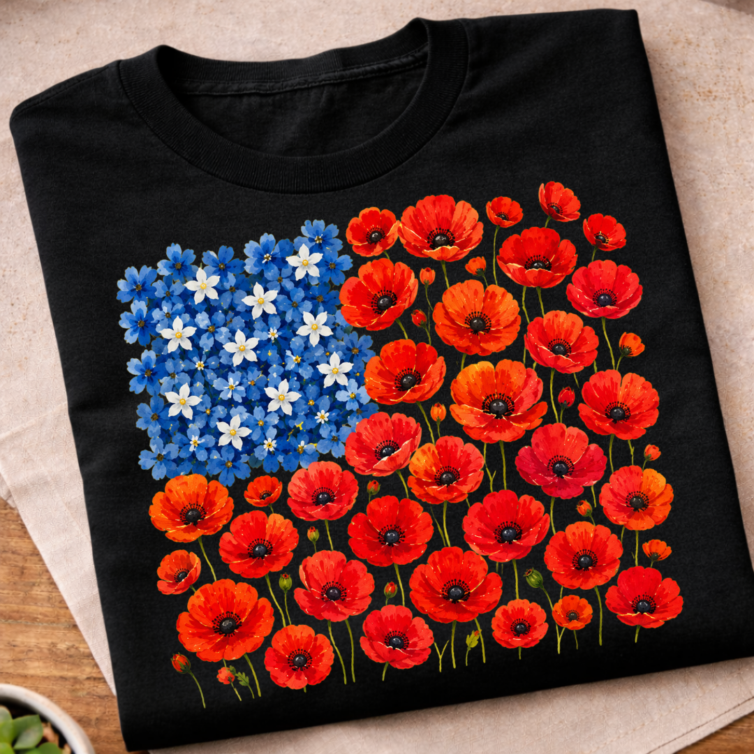 Floral 250th Anniversary Flag T-Shirt