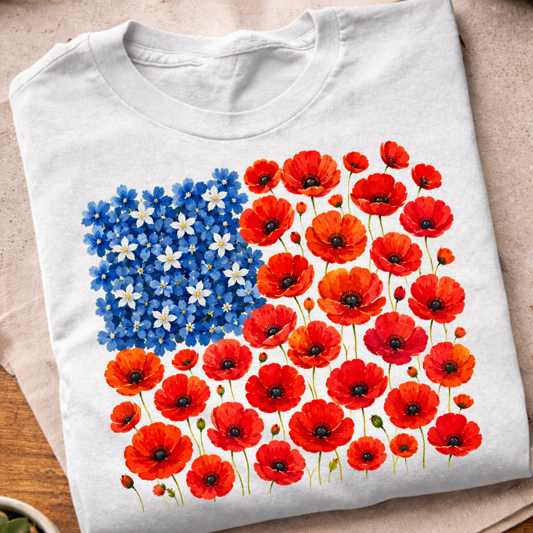 Floral 250th Anniversary Flag T-Shirt