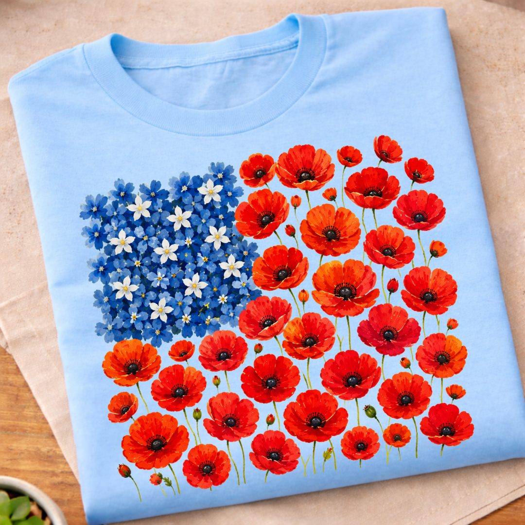 Floral 250th Anniversary Flag T-Shirt