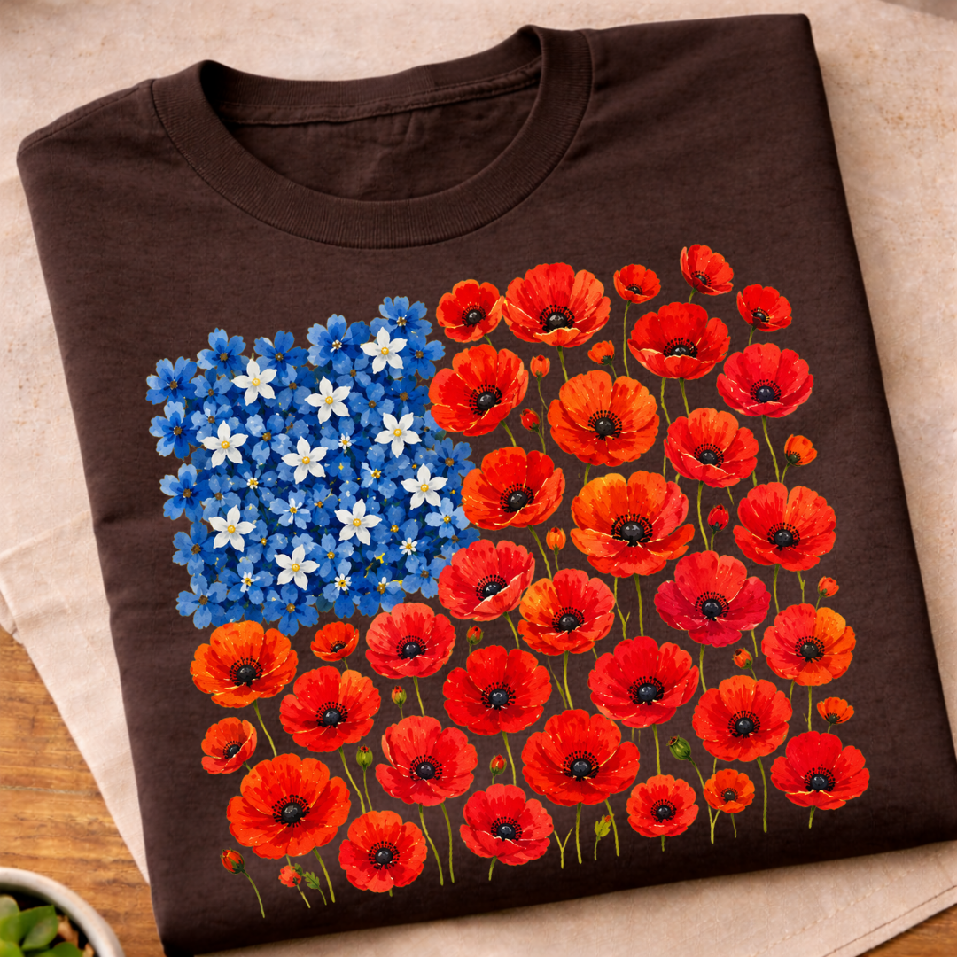 Floral 250th Anniversary Flag T-Shirt