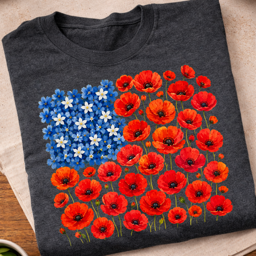 Floral 250th Anniversary Flag T-Shirt