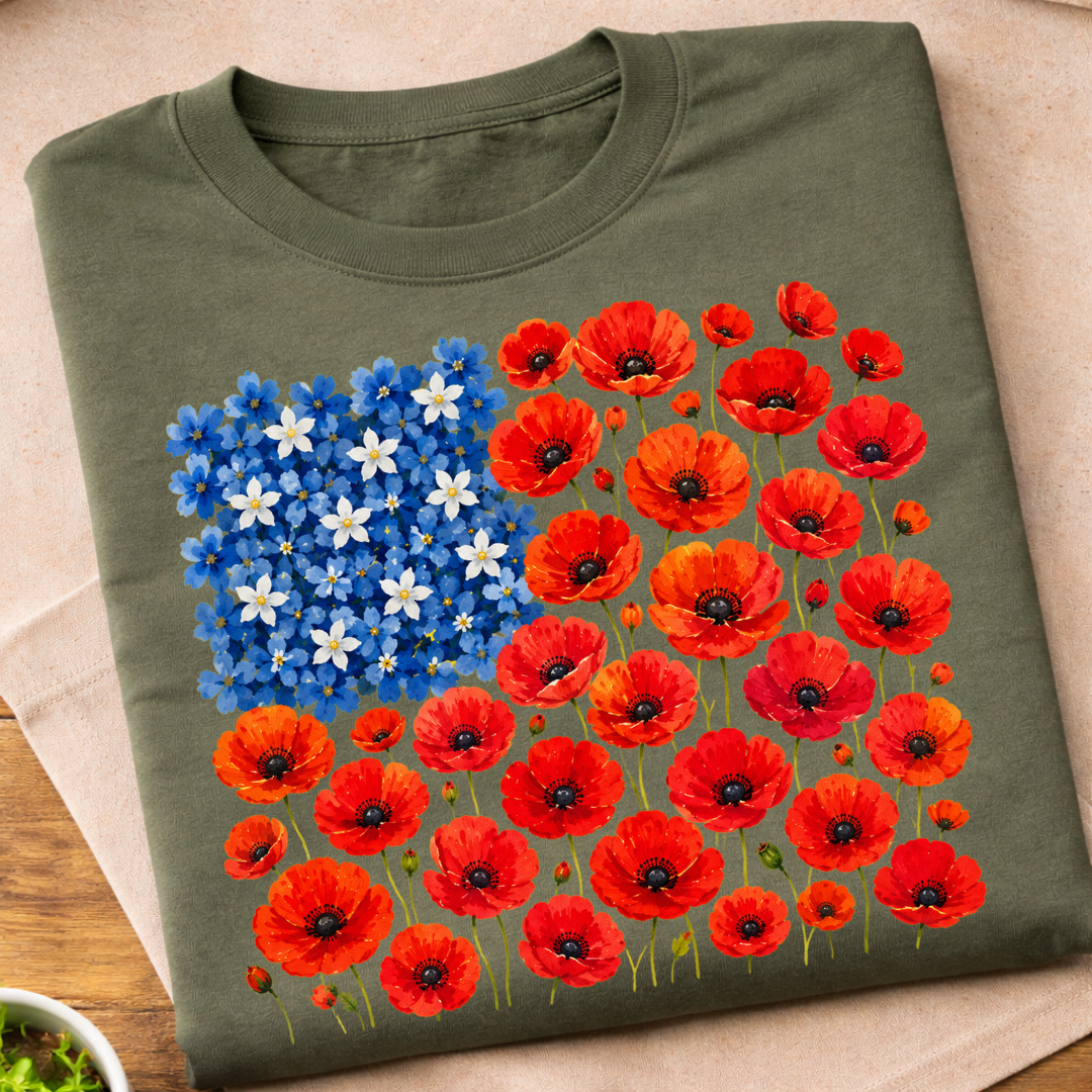 Floral 250th Anniversary Flag T-Shirt
