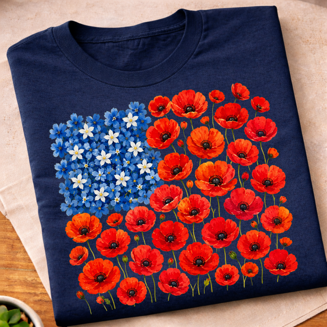 Floral 250th Anniversary Flag T-Shirt