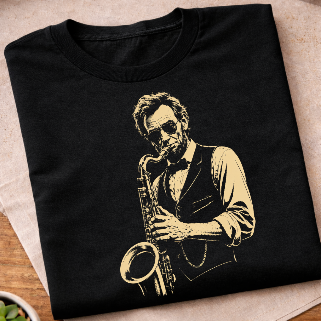 Lincoln Playing Saxophone T-Shirt