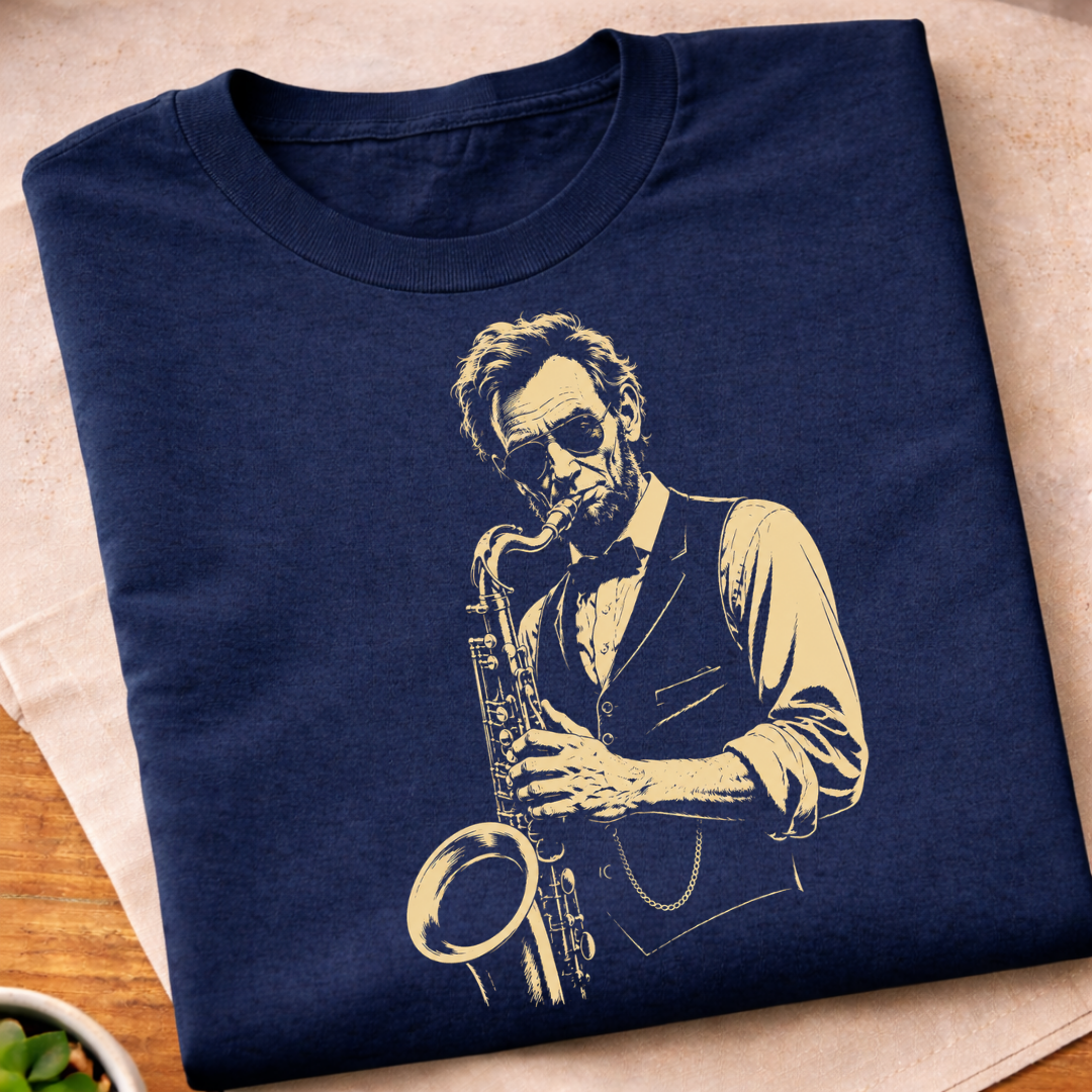 Lincoln Playing Saxophone T-Shirt