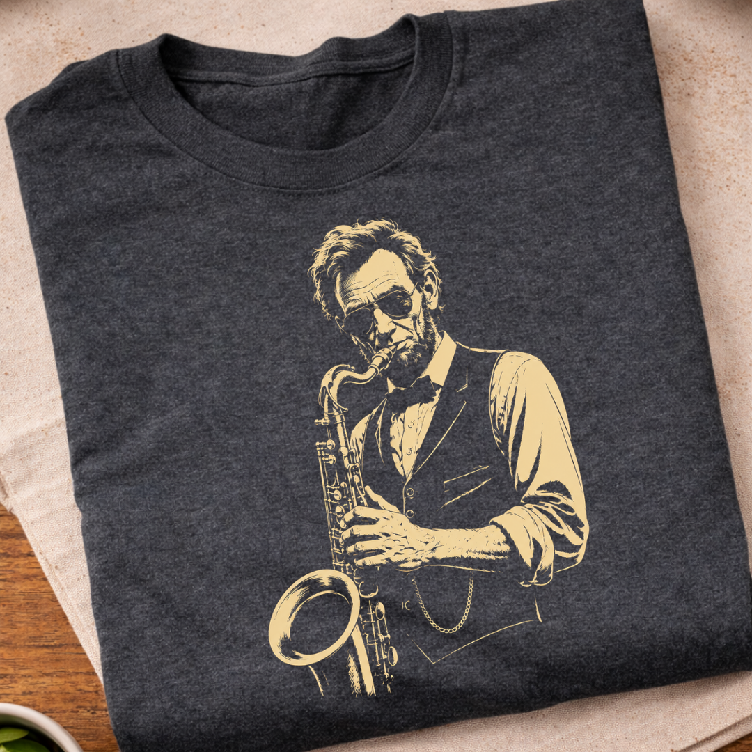 Lincoln Playing Saxophone T-Shirt
