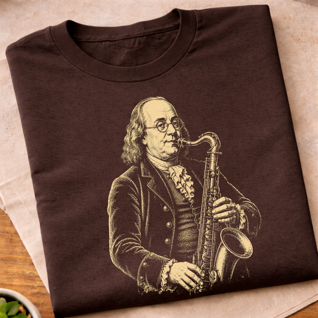 Benjamin Franklin Jazz Saxophone T-Shirt