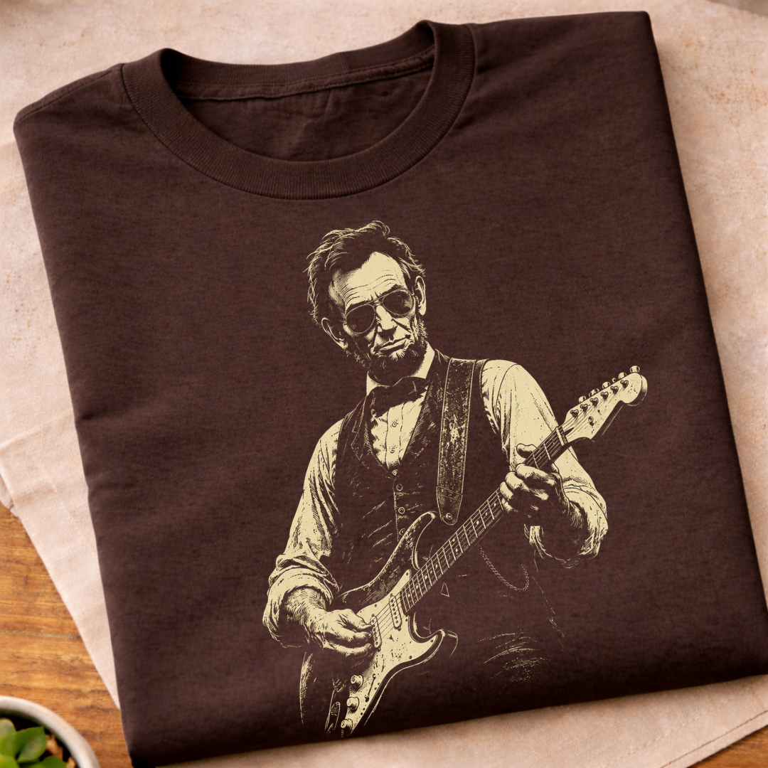 Lincoln Playing Guitar T-Shirt