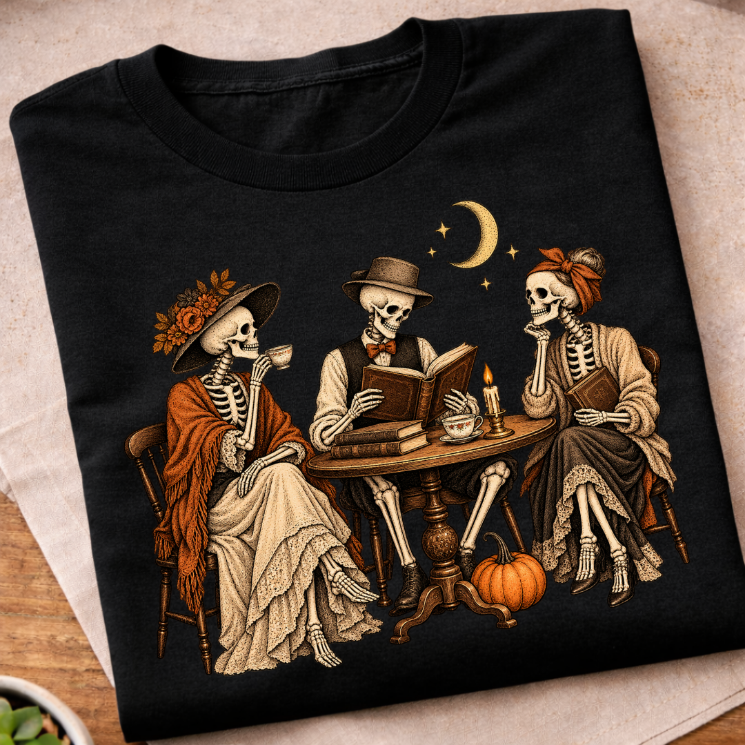 Book Club Skeleton T-Shirt
