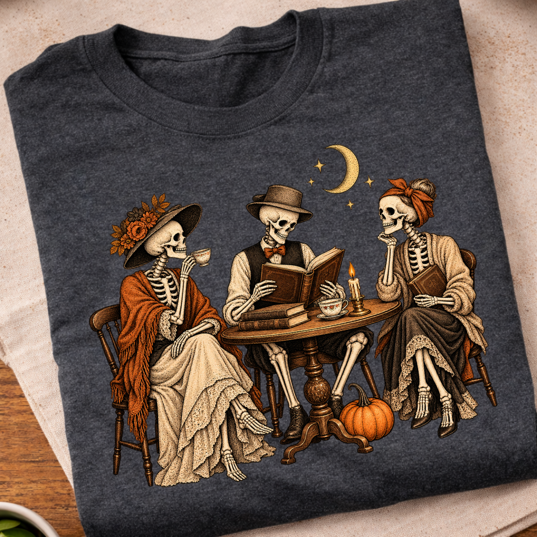 Book Club Skeleton T-Shirt