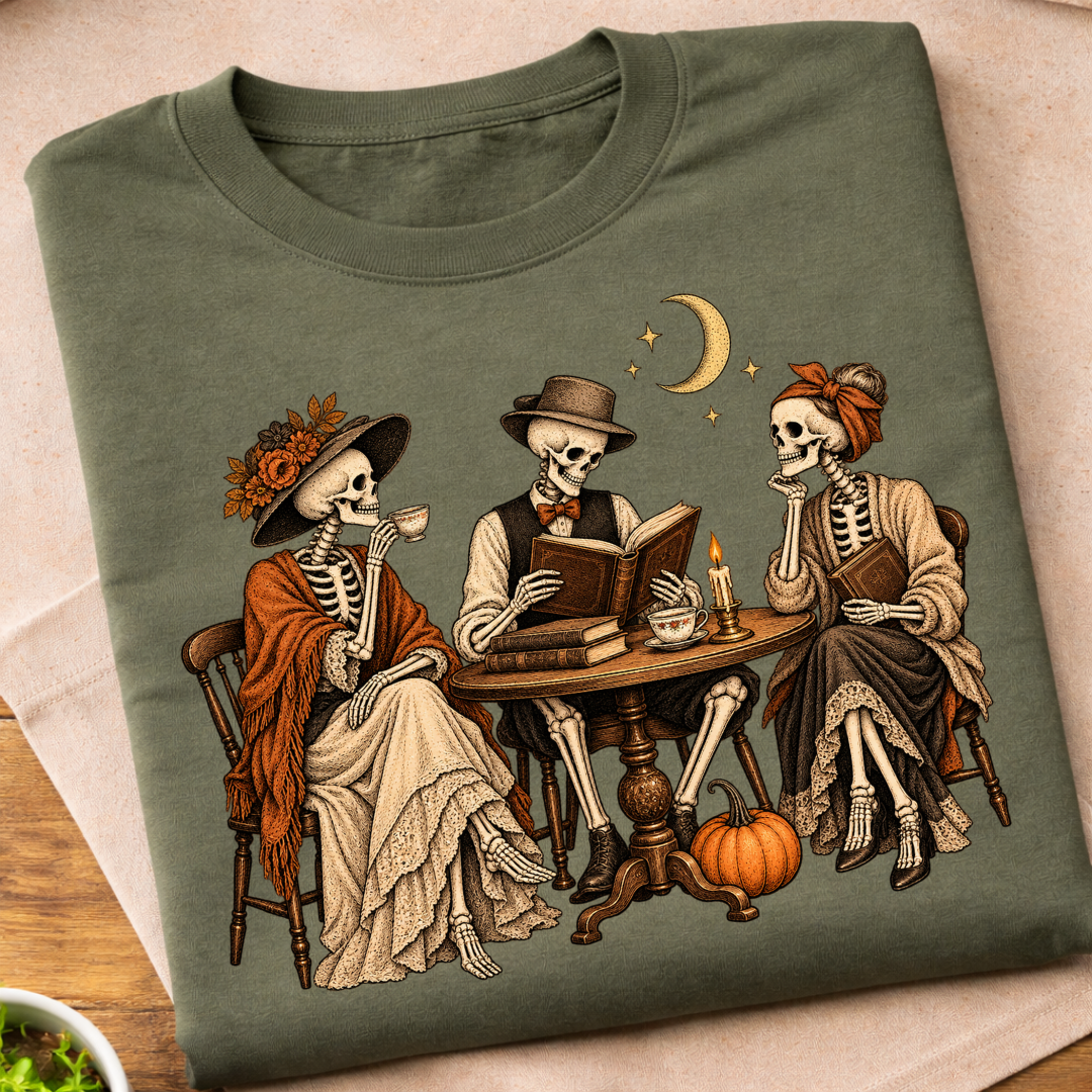 Book Club Skeleton T-Shirt