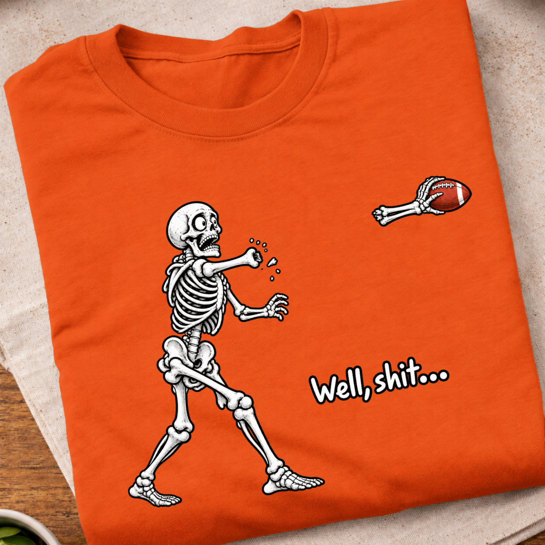 Skeleton Football Humorous T-Shirt