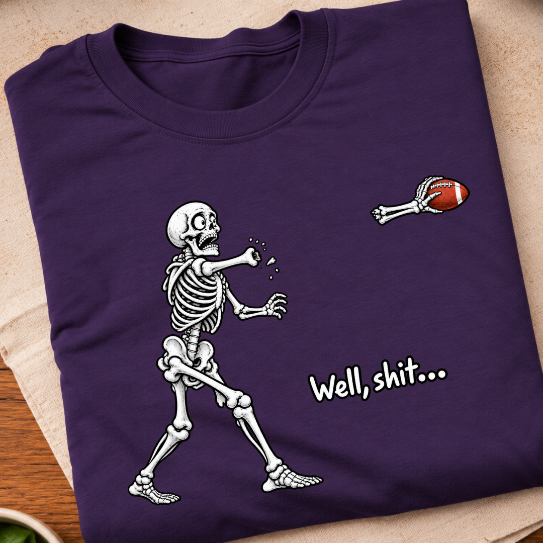 Skeleton Football Humorous T-Shirt