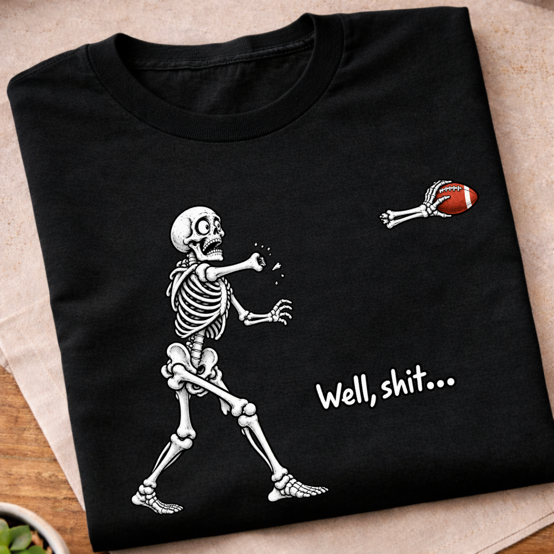 Skeleton Football Humorous T-Shirt