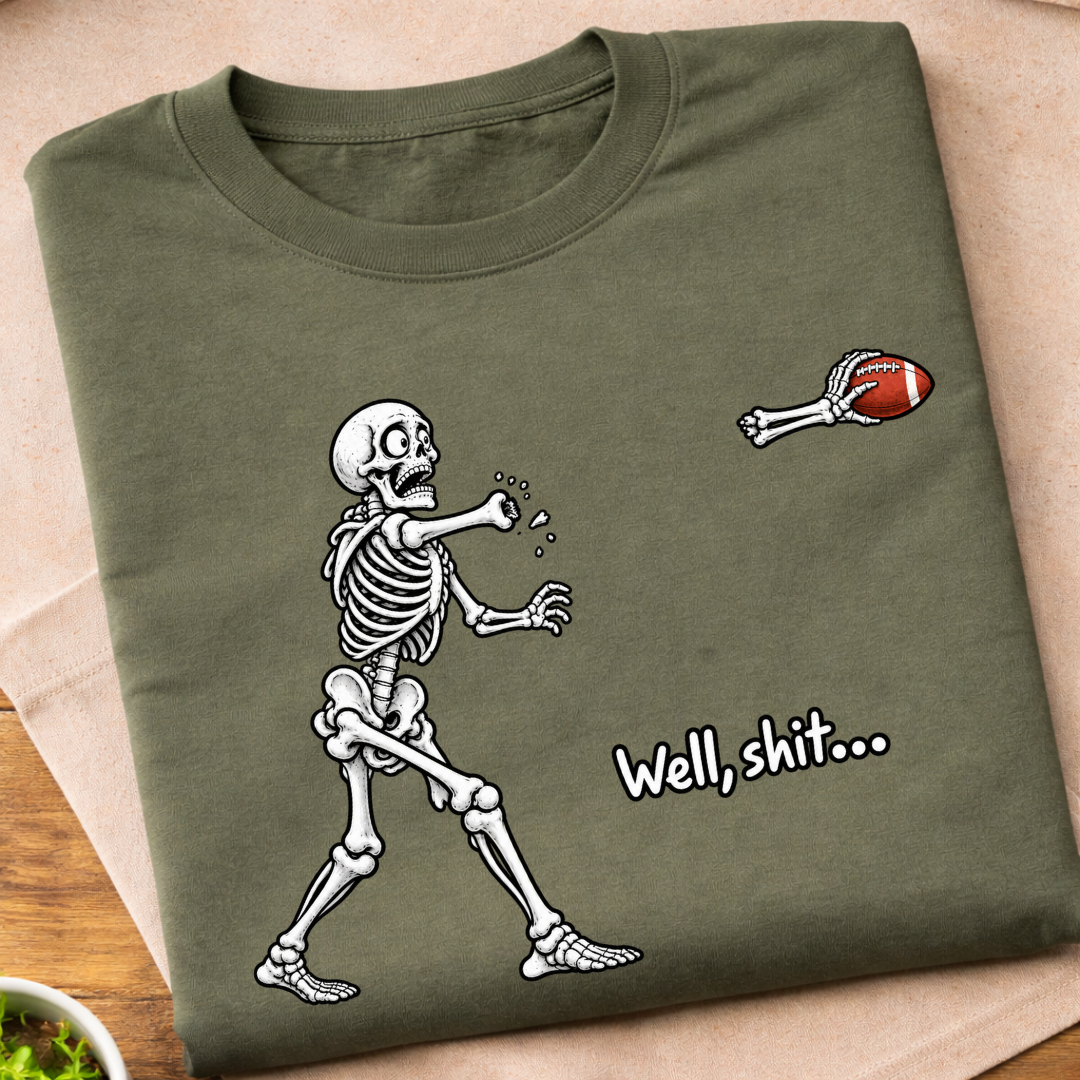 Skeleton Football Humorous T-Shirt