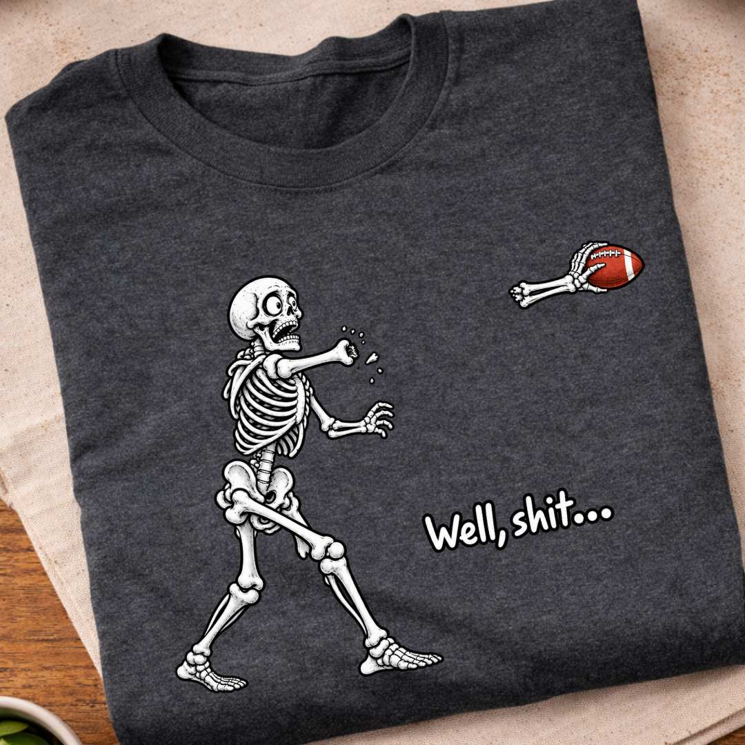 Skeleton Football Humorous T-Shirt