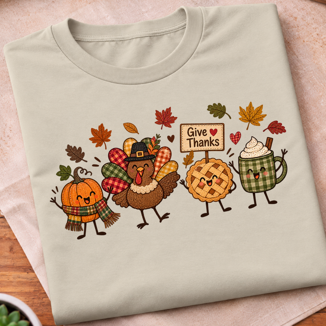 Give Thanks Fall Characters T-Shirt