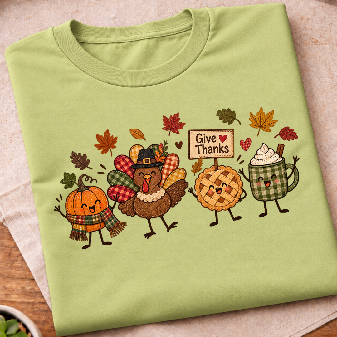 Give Thanks Fall Characters T-Shirt