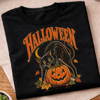 Halloween Black Cat Pumpkin T-Shirt