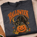 Halloween Black Cat Pumpkin T-Shirt