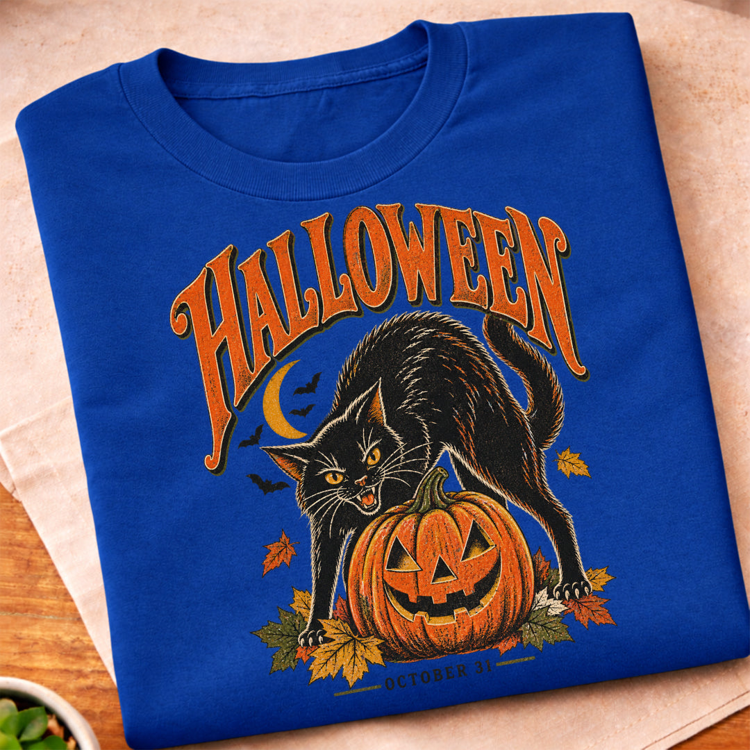 Halloween Black Cat Pumpkin T-Shirt