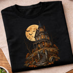 Haunted Victorian House Moon T-Shirt