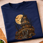 Haunted Victorian House Moon T-Shirt