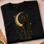 Black Cat Crescent Moon T-Shirt