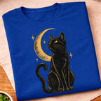 Black Cat Crescent Moon T-Shirt