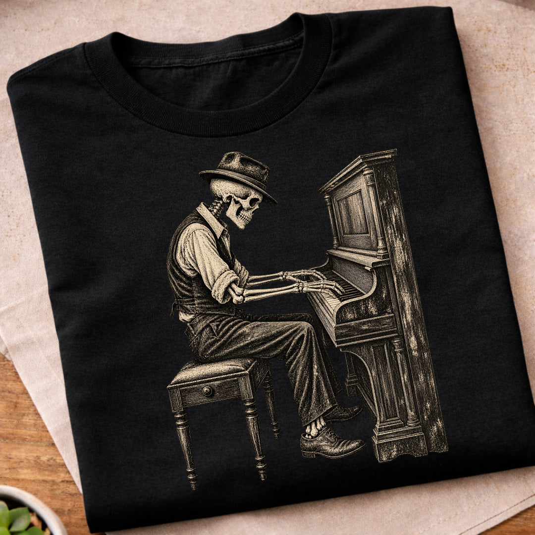 Skeleton Piano Player T-Shirt