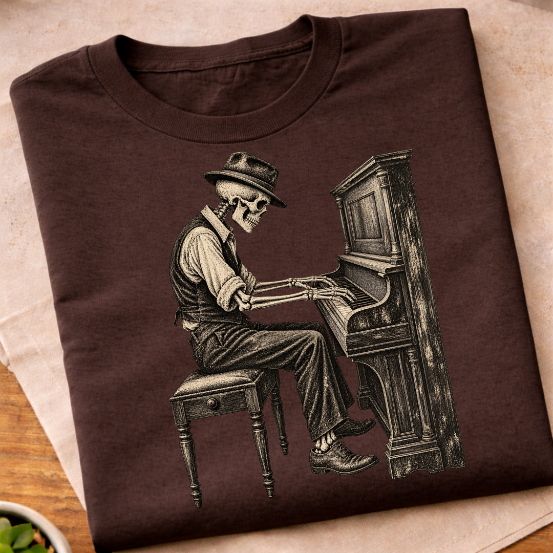 Skeleton Piano Player T-Shirt