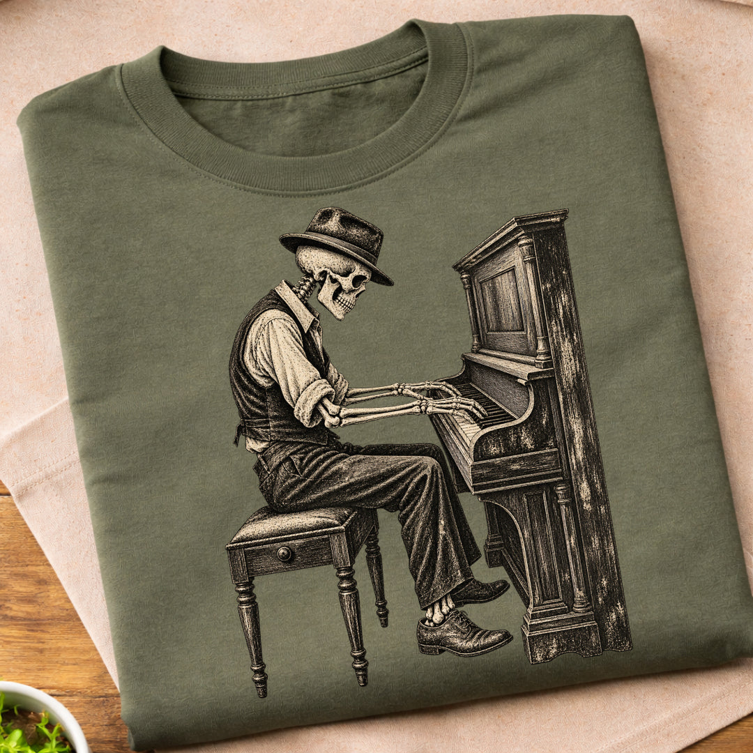 Skeleton Piano Player T-Shirt