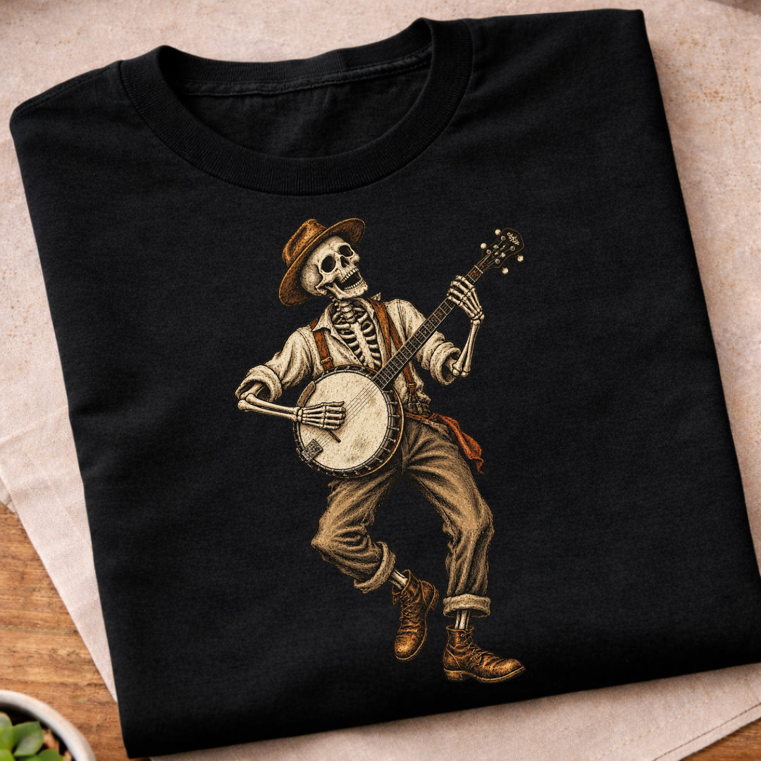 Skeleton Banjo Musician T-Shirt