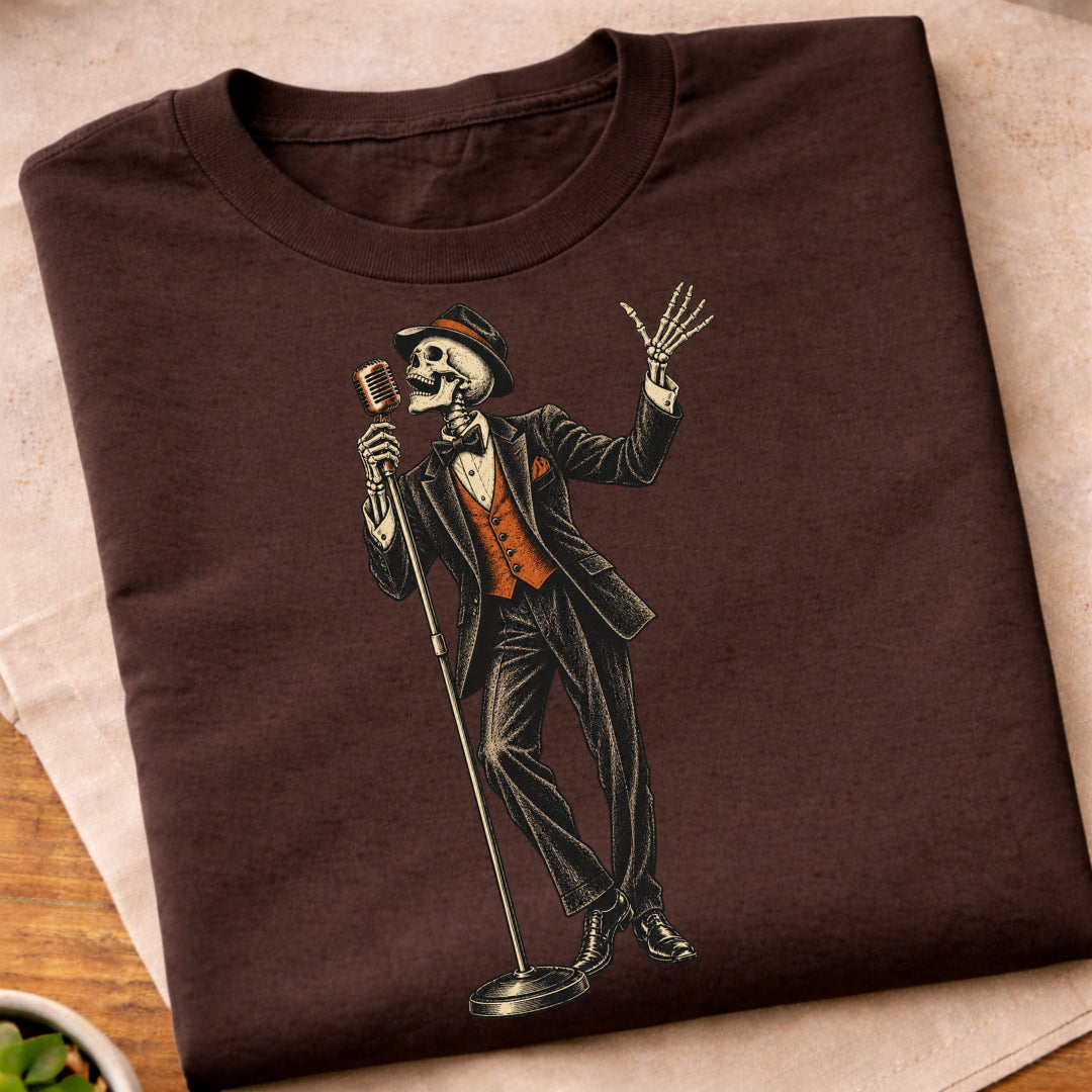 Skeleton Crooner Singer T-Shirt